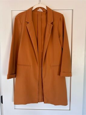 Boutique Mustard Yellow Long Blazer